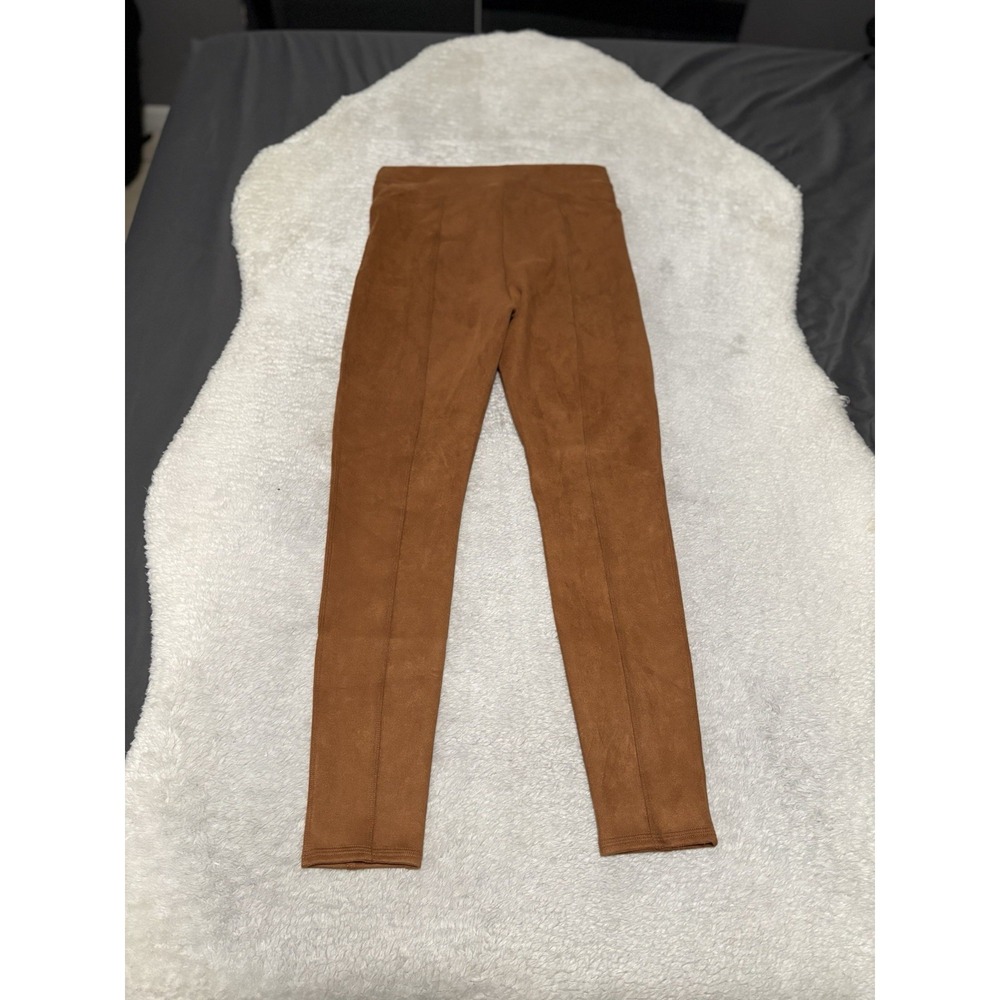Spanx Faux Suede Legging Medium Brown Stretch Comfort Slimming - Picture 2 of 8